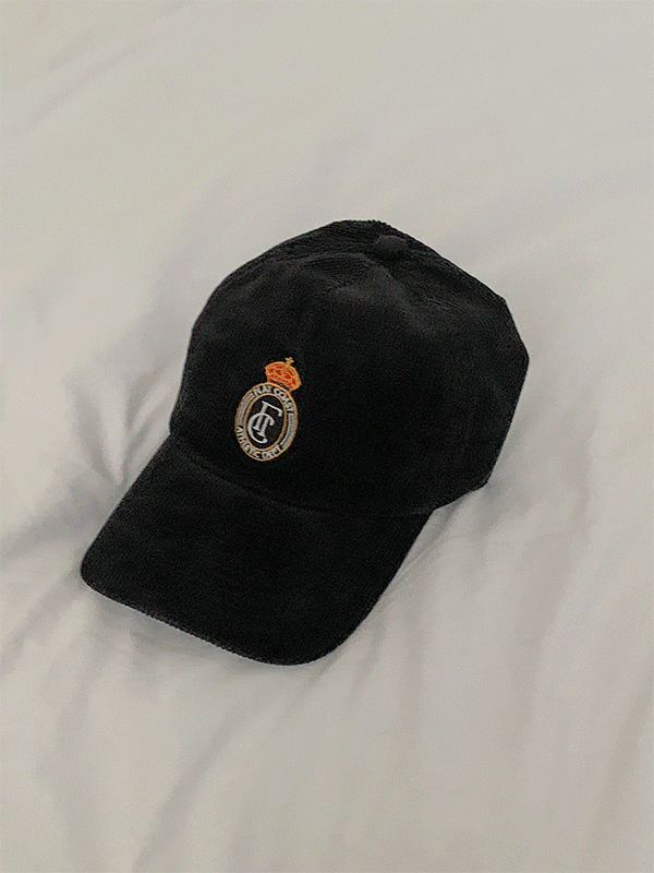 크라운 자수 골덴 볼캡 모자