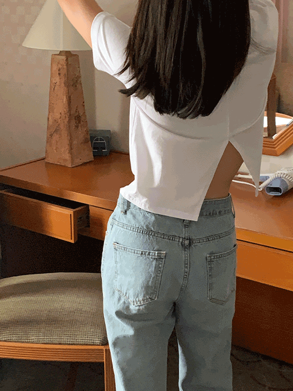 [인기재진행] 마이백 뒷트임 포인트 절개 반팔 티셔츠