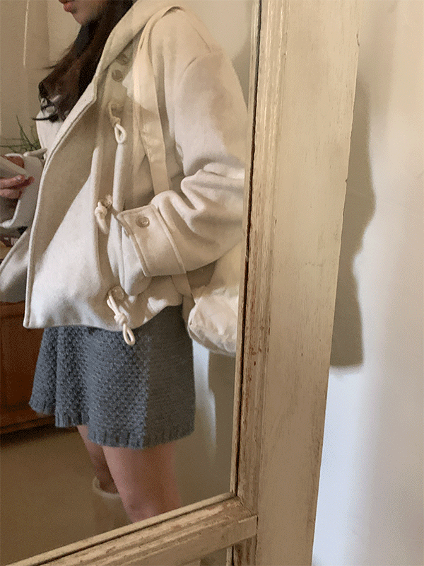 [wool 20%] 떡볶이 후드 숏 코트 자켓