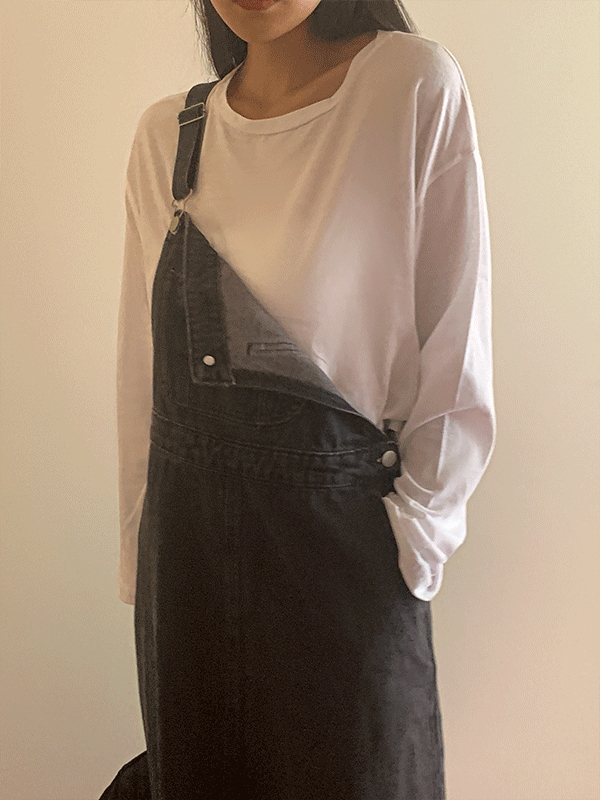 [부담없는길이] 루즐리 세미 크롭 긴팔 티셔츠